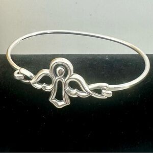 JAMES AVERY Sterling Silver Angel w/ Wings Hook-On Bangle Bracelet; RETIRED